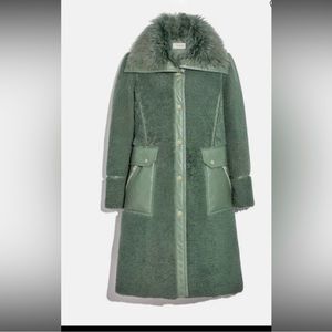 Coach Shearling Green Coat